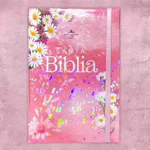 Biblia Rosada con Margaritas