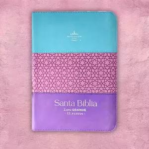 Biblia Mediana - Celeste, lila y rosado (Tri-Tonal)