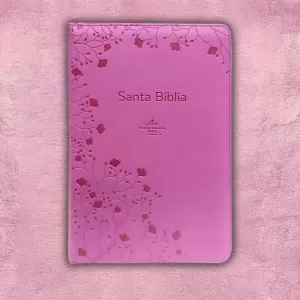 Biblia letra grande  - Rosada con tramado flores